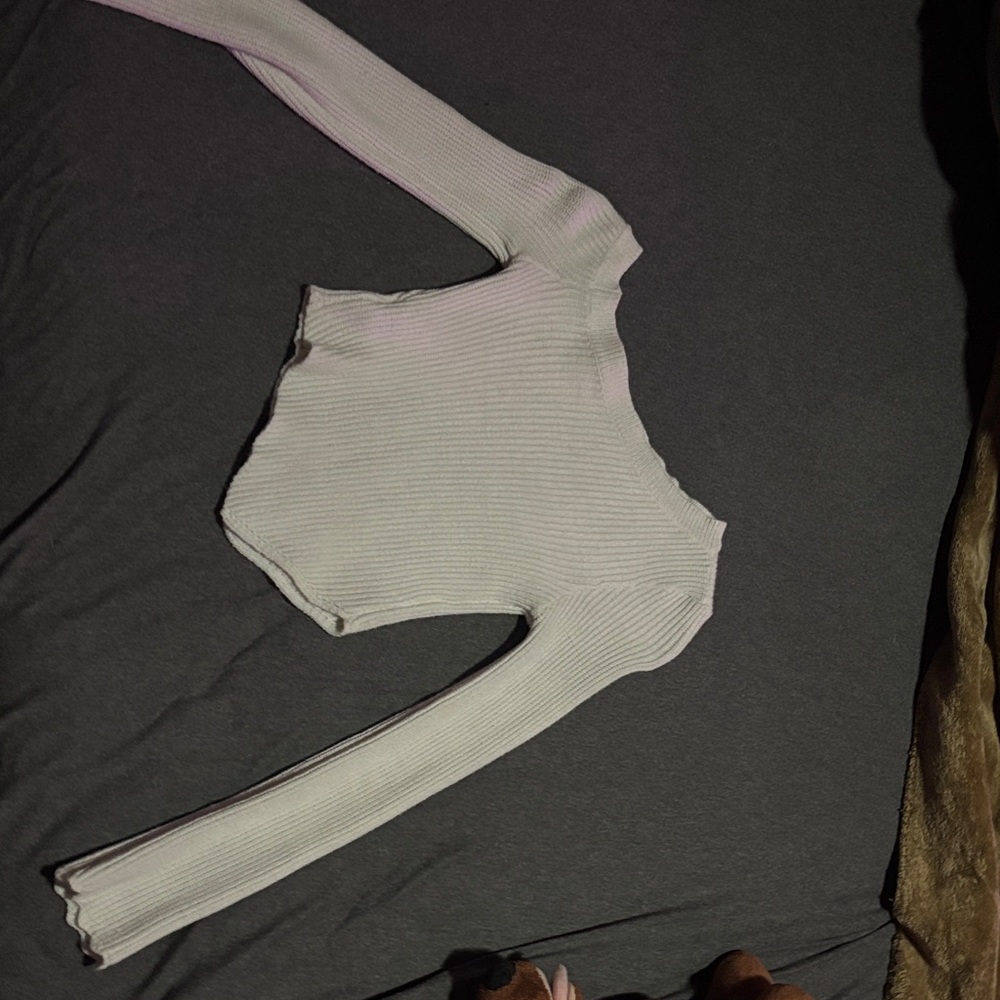 Women's Ribbed Long Sleeve Top - Cream